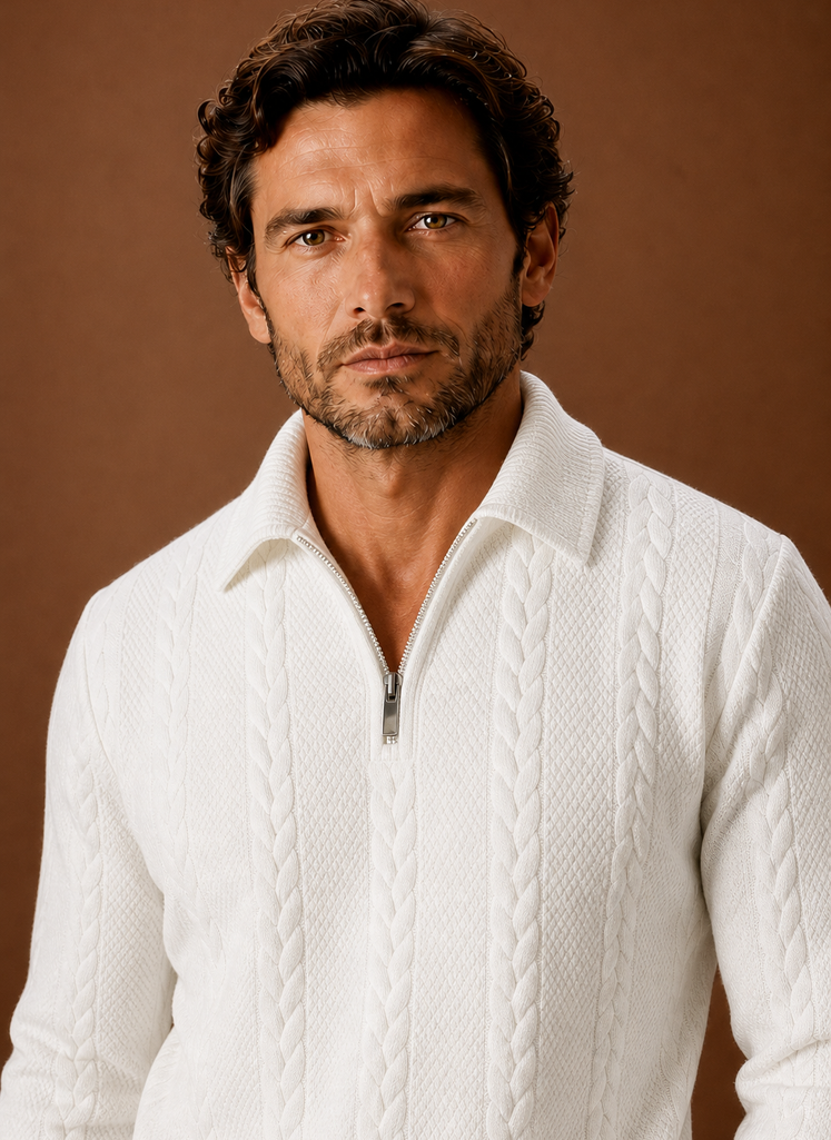 Men’s Cable Knit Quarter Zip Sweater | Areleon
