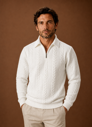 Men’s Cable Knit Quarter Zip Sweater | Areleon