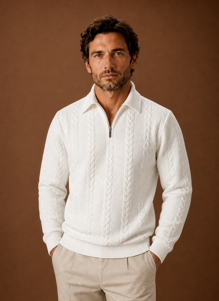 Men’s Cable Knit Quarter Zip Sweater | Areleon