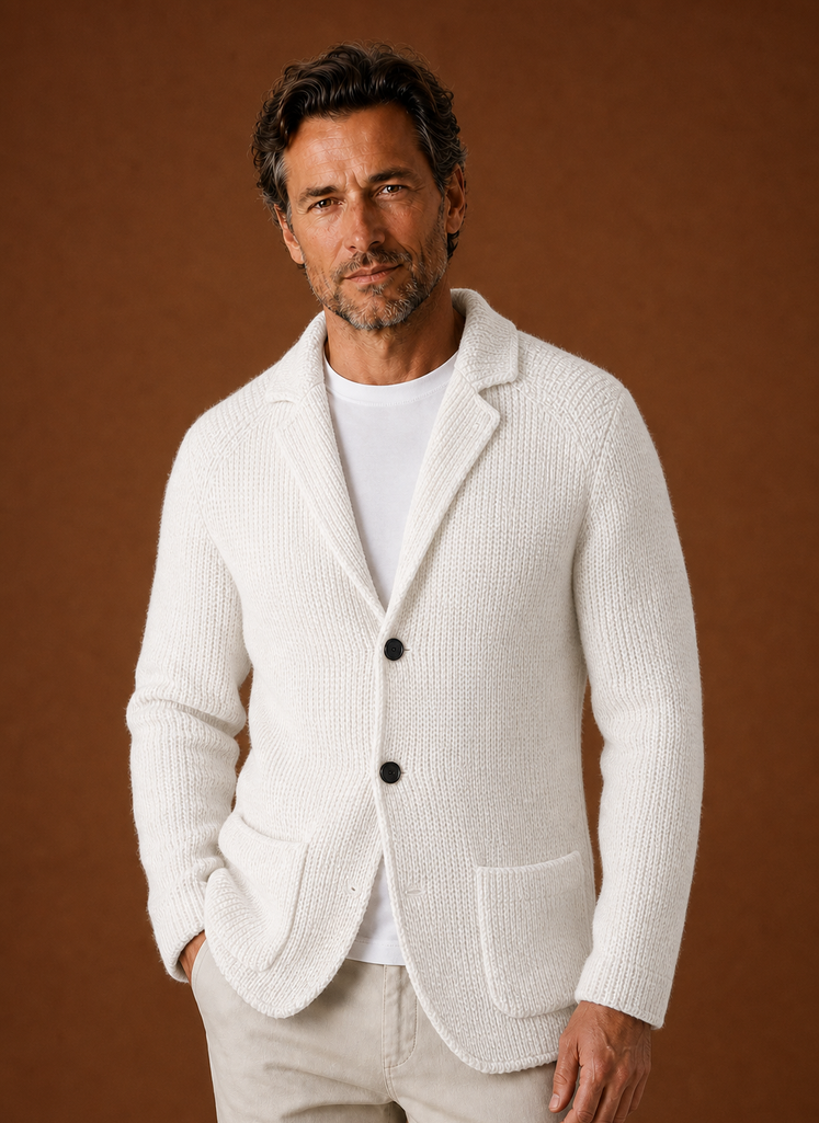 Men's Knit Blazer Cardigan - Button Front Layering Jacket | Areleon