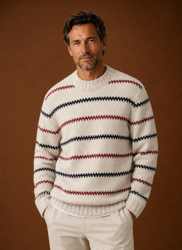 Men's Striped Knit Crewneck Sweater | Areleon