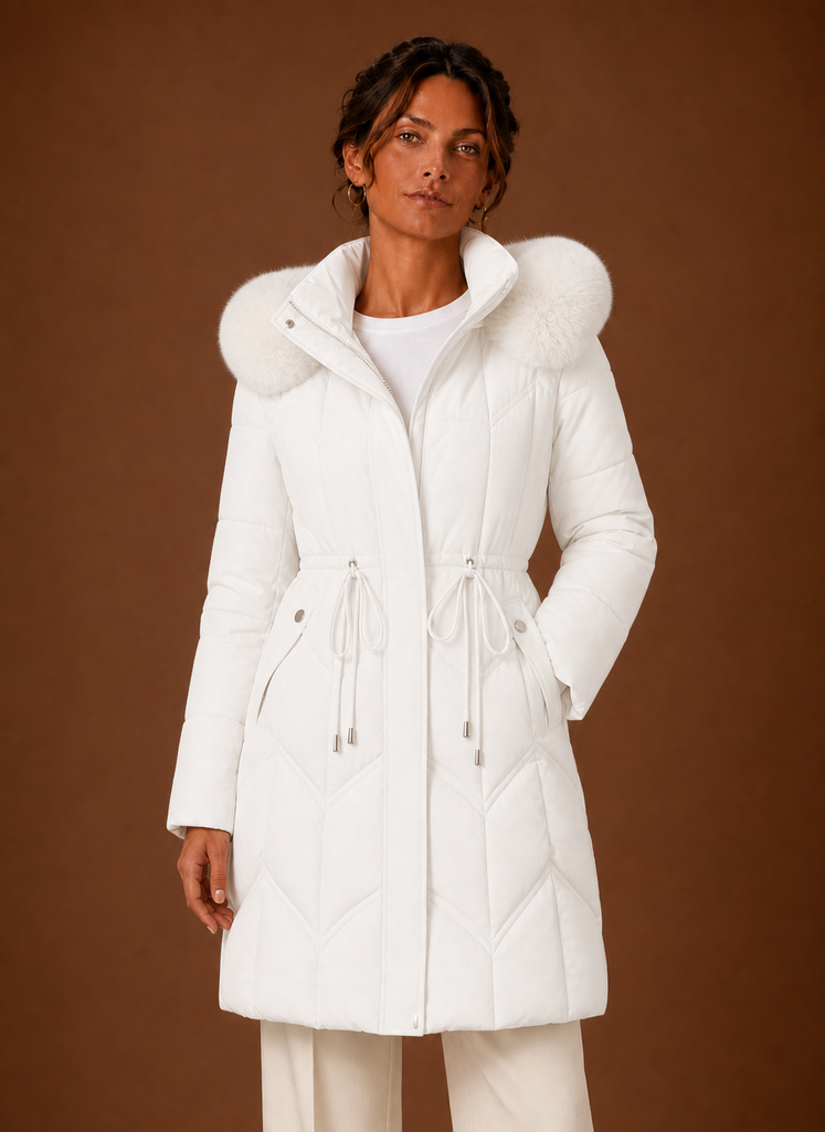 Women's Puffer Coat - Long Faux Fur Hood Winter Coat | Areleon