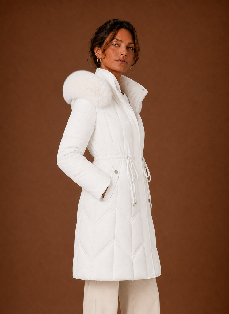 Women's Puffer Coat - Long Faux Fur Hood Winter Coat | Areleon