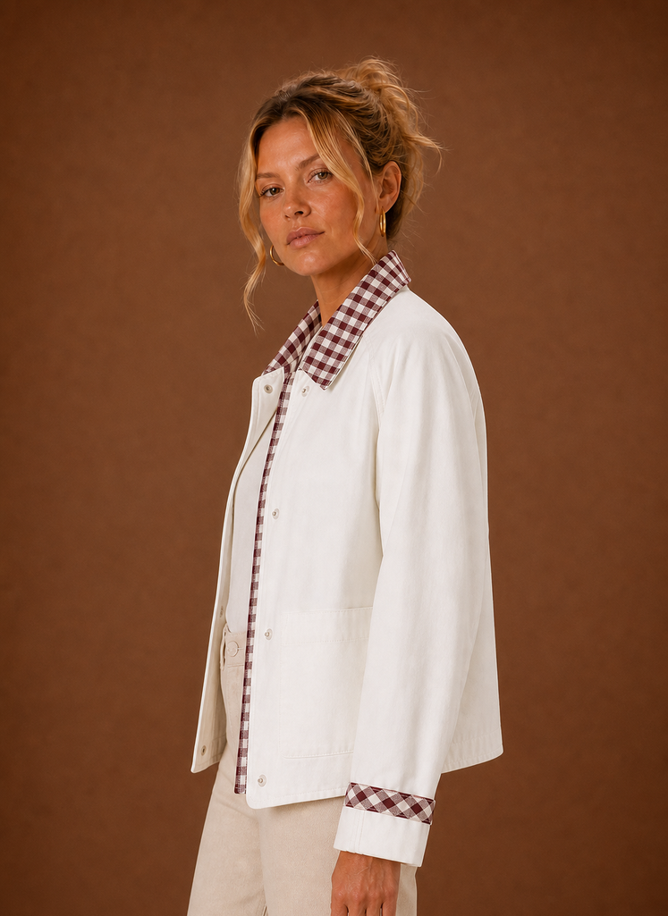 Women’s Barn Jacket - Check Collar Casual Coat | Areleon