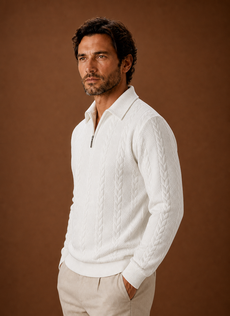 Men’s Cable Knit Quarter Zip Sweater | Areleon