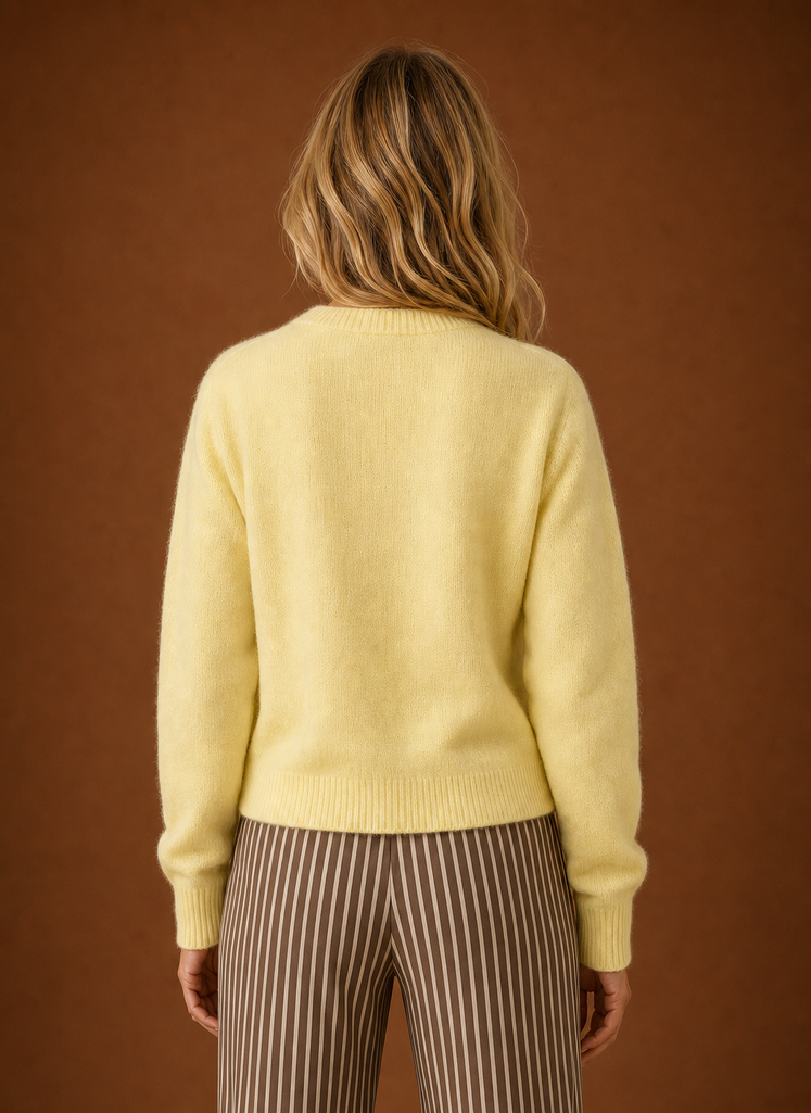 Women's Knit Cardigan - Button-Front Crew Neck Sweater | Areleon